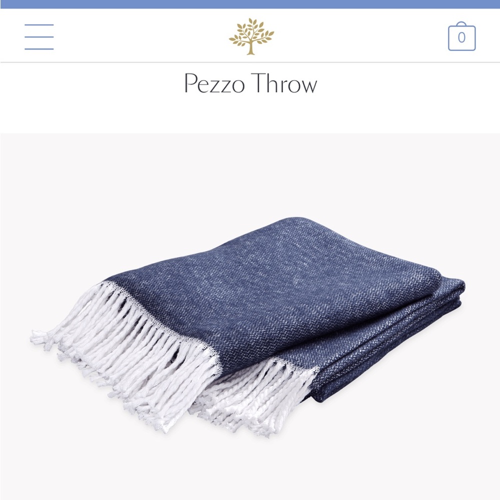 Matouk Pezzo Fringe Throw - Navy 

 50" x 70"
